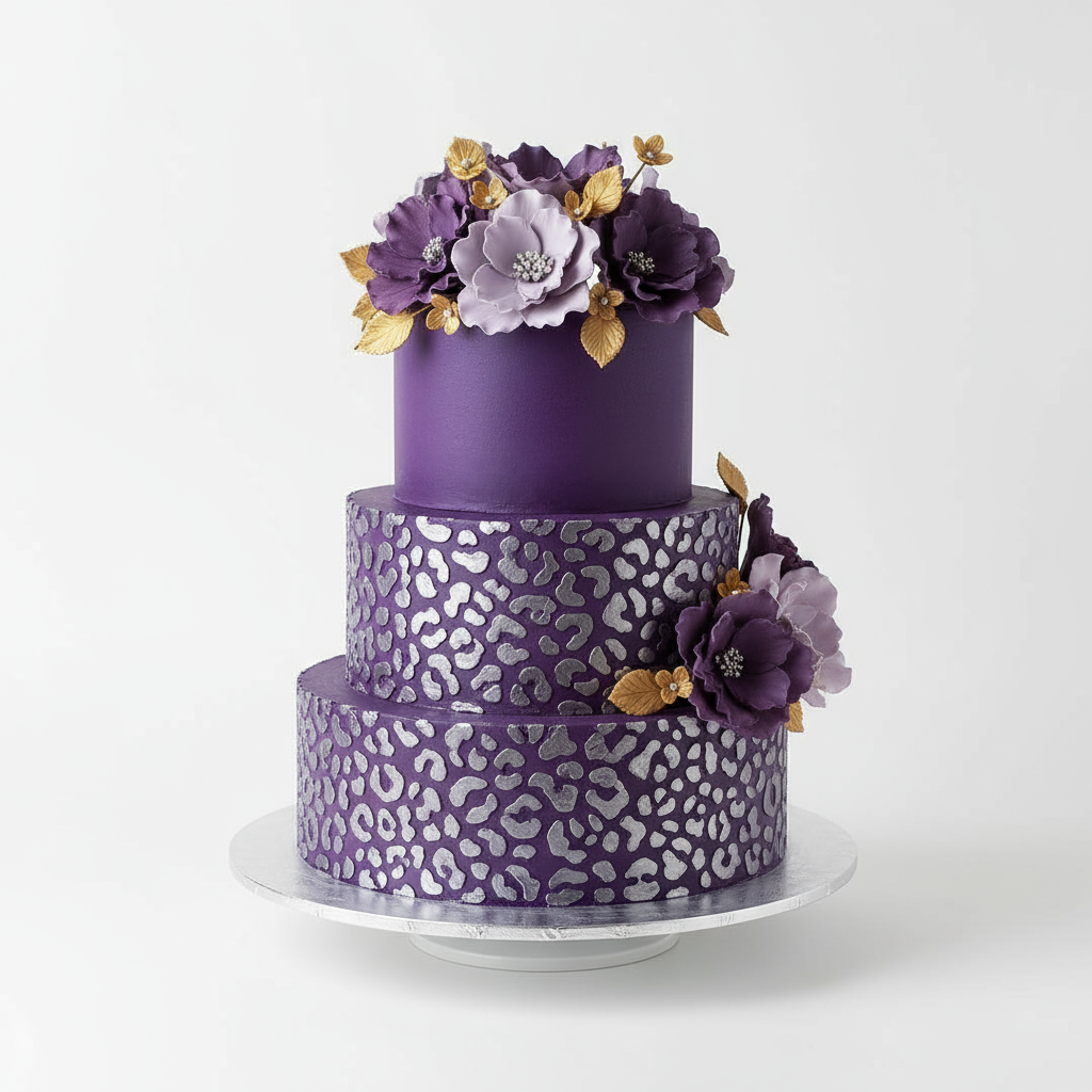 Bolo roxo com oncinha