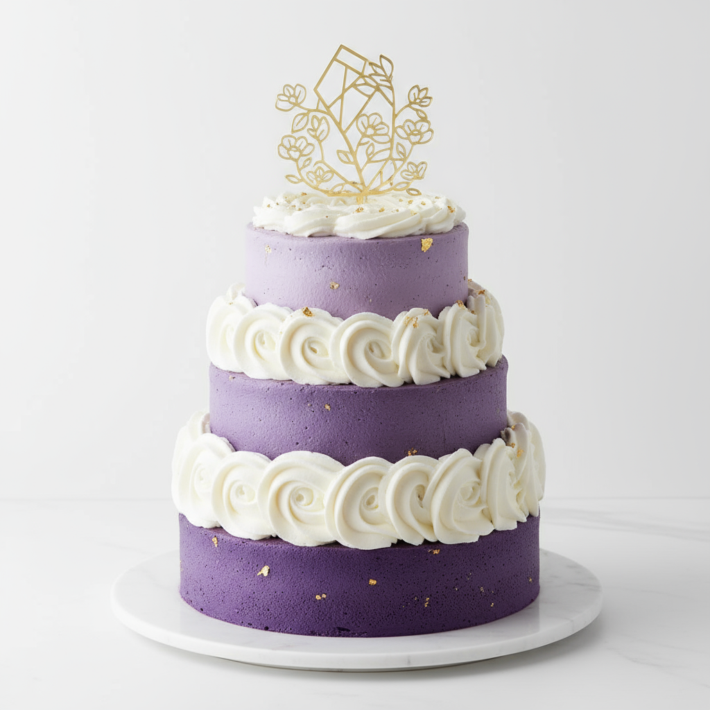 Bolo roxo com chantilly